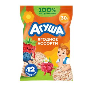 МИНИ ХЛЕБЦЫ АГУША 30гр ЯГОДНОЕ АССОРТИ, ШК: 4690228036873