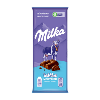 Шоколад молочний пористий "Milka Bubbles", НП 80г