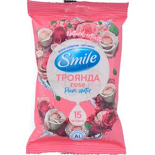 Серветки вологі Smile 15шт дейлі троянда орхiдея