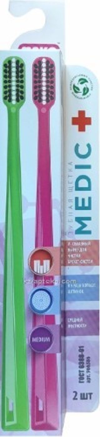 Макс Зуб Щетка Медик+средн N2 Биоразл Д/брекет Сист Зел/роз
