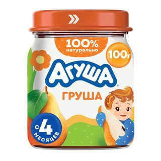 Агуша, Пюре Агуша 100Гр Груша Стекло, шт, ШК: 4690228104640