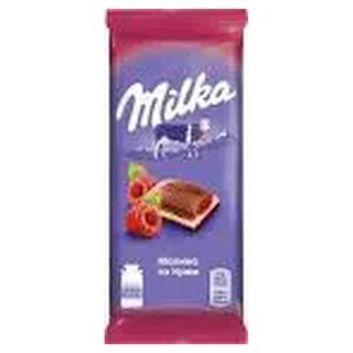 Шоколад Milka молочн. з малин. та молочн. нач. 90г