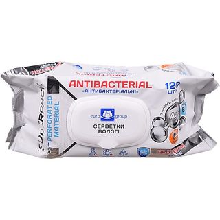 Серветки вологі Єврогруп 120 шт. Antibacterial з D-пантенолом іонами срібла та вітаміном Е
