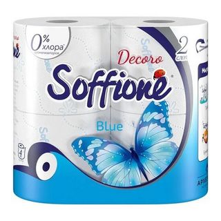 ТУАЛЕТНАЯ БУМАГА SOFFIONE DECORO BLUE 2СЛ 4РУЛ, ШК: 4640043100273