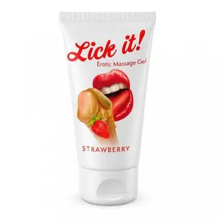 Массажный гель Lick It! с ароматом клубники, 50 мл