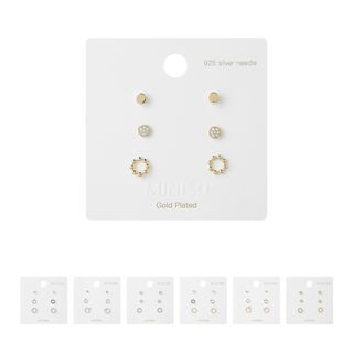 საყურე/Minimalist Series Stud Earrings with Sterling Silver Needles (6 pcs)