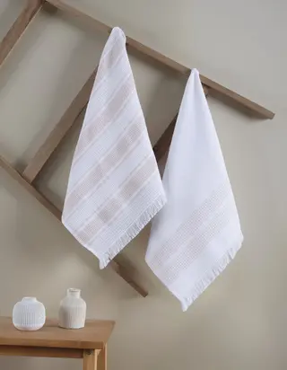 ჩაის ტილო - MISSI JACQUARD KITCHEN TOWEL SET OF 2 BLUSH 50x70