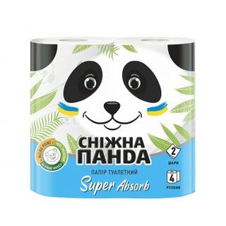 Папір туалетний 4 шт Сніжна Панда СуперАбсорб целюлозний двошаровий