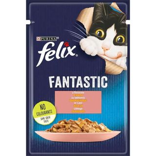 Вологий корм Felix Fantastic для дорослих котів шматочки в желе з лососем 85 г