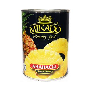 Mikado, Ананасы Mikado 580Гр Кольцами Ж/Б, шт, ШК: 4007415005480