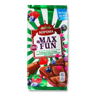 Шоколад молочний Корона Max Fun фруктово-ягідний 150г