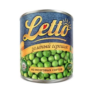ГОРОШЕК LETTO 425гр ЗЕЛЕНЫЙ КОНСЕРВИРОВАННЫЙ Ж/Б, ШК: 4870205140148