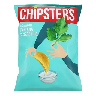 Чіпси Сметана та зелень 100г ТМ Chipster`s
