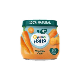 Фрутоняня, Пюре Фрутоняня 80Гр Морковное, шт, ШК: 4600338004952