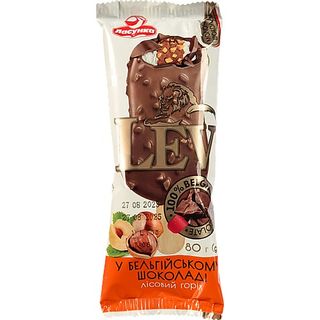 Морозиво Ласунка 80г ескімо LEV лісовий горіх у шоколаді