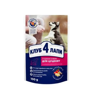 Club 4 Paws вологий корм для цуценят усіх порід з куркою в желе 100г