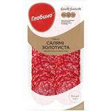 Ковбаса Глобино Салямі Золотиста сирокопчена вищого гатунку нарізка 80 г