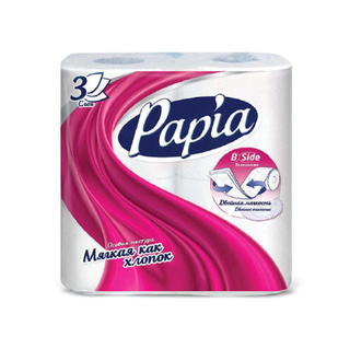 ტუალეტის ქაღალდი "პაპია" 3 ფენა 4ც / 4604857000013