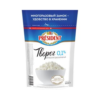 Творог President 0% домашний дой пак 900 г