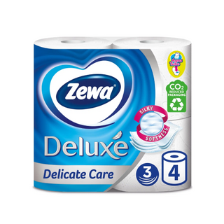 Туалетная бумага ZEWA Deluxe Delicate Care (белая) 3 слойная, 4 шт
