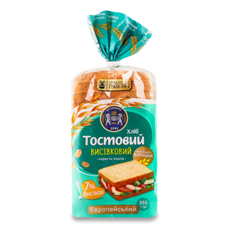 Хліб «Кулиничі» «Європейський» тостовий висівковий 350г
