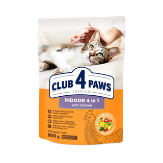 Корм сухий Клуб 4 лапи Indoor 4в1 для дорослих котів 900г
