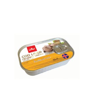 ვირთევზას ღვიძლი დაფნით და შავი პილპილით /ბანგა/ 120 გრ