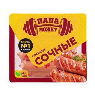 Папа Может, Сосиски Папа Может 450Гр Сочные, шт, ШК: 4601296007344