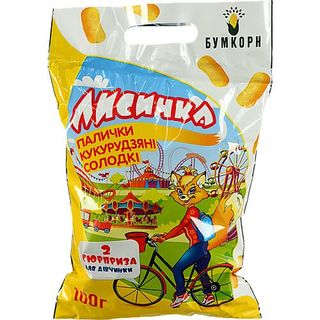 Кукурудзяні палички Бумкорн 100г лисичка з 2-ма сюрпризами