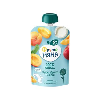 Фрутоняня, Пюре Фрутоняня 90Гр Яблоко/Абрикос/Сливки, шт, ШК: 4600338006154