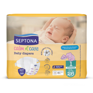 სეპტონა - ბავშვის საფენი ზ-1 /2-5კგ/ ნიუბორნ  #26 0 SEPTONA CALM N CARE BABY DIAPERS NEWBORN No 1 (2-5kg) 26pcs
