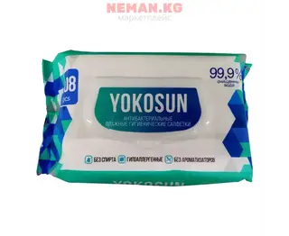 Yokosun, салфетки влажные, антибактериальные, 108 шт