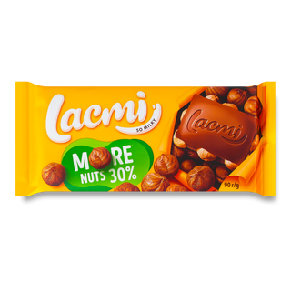 Шоколад молочний Roshen Lacmi з цілим лісовим горіхом 90г