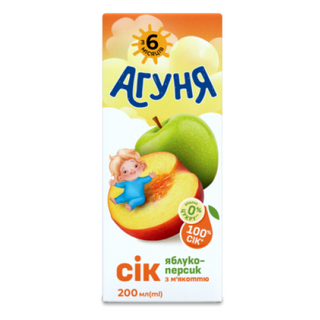 Сік Агуня Яблуко-персик для дітей 0.2л
