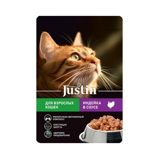 Корм для кошек Justin Индейка в соусе 75 г
