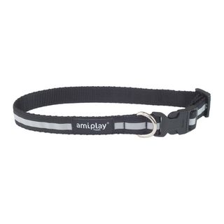 Нашийник Amiplay для собак Shine регульований світловідбивний чорний L 35-50 см/20 мм