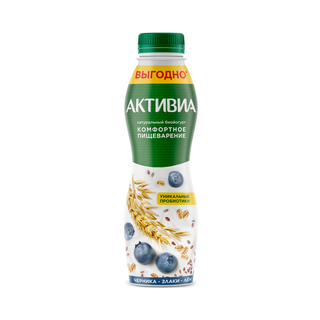 Йогурт питьевой Активиа черника-злаки-лен 670 г