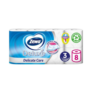 Бумага Туалетная Zewa Deluxe Delicate Care Белая 3сл., 8 рул.