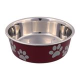 Миска металева з пластиковим покриттям для собак 0,25л/12см на гумовій