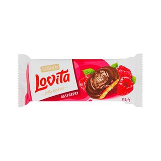 ორცხობილა Lovita ჟელეს შიგთავსით ჟოლოს გემოთი 135 გრ / 4823077634246