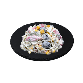 Աղցան խեցգետնի ձողիկներով և ձիթապտղով կգ