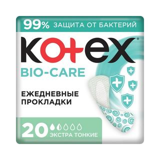 Прокладки ежедневные Kotex Bio-Care Экстра тонкие 20 шт