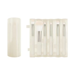 แแแแแแแแก แคแฃแแฏแแแแก แแแแ แแแ/Portable Series Makeup Brush 6-Piece Set with Cylinder Holder (Warm Beige)