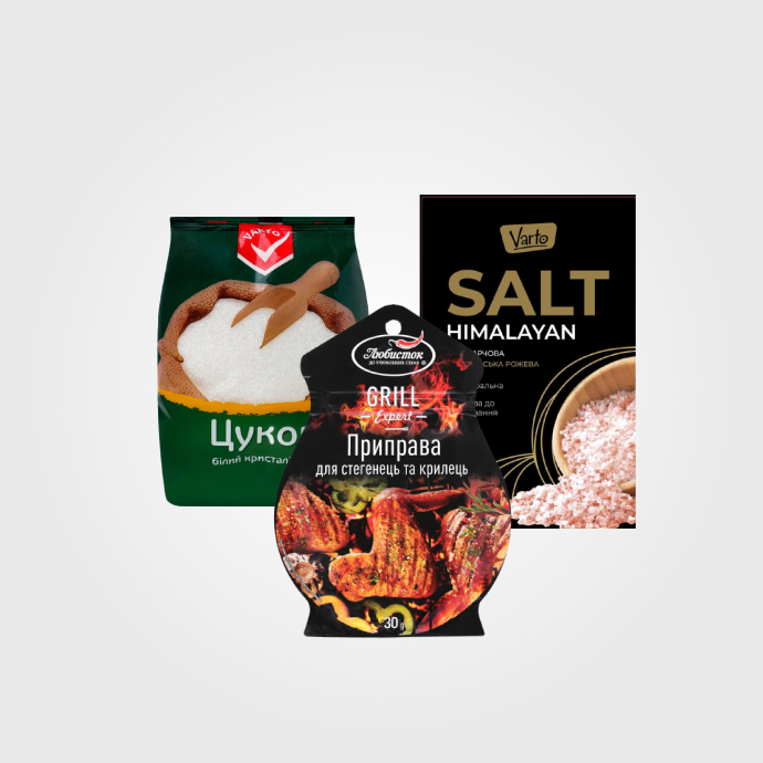 Цукор, сіль та приправи