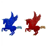 Прикраса новорічна Єдиноріг Пегас підвіска 13 см оксамит з глітером пластикова