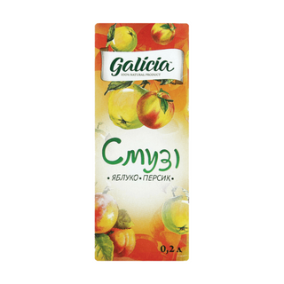 Сік Galicia з м'якоттю із суміші фруктів Смузі яблуко-персик TGA 0,2л