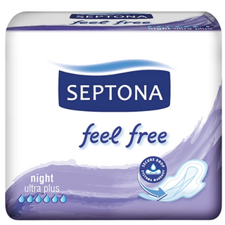 სეპტონა - ჰიგ. საფენი ღამის /6წვ/  #8 2311-0033 SEPTONA SANITARY NAPKINS WITH WINGS - NIGHT FEEL FREE.  #8 2311-0033