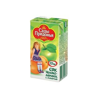 Сады Придонья, Сок Сады Придонья 125Мл Яблоко/Абрикос С Мякотью, шт, ШК: 4607163090785