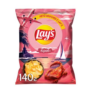 ЧИПСЫ КАРТОФЕЛЬНЫЕ LAY'S СО ВКУСОМ КРАБА 140ГР