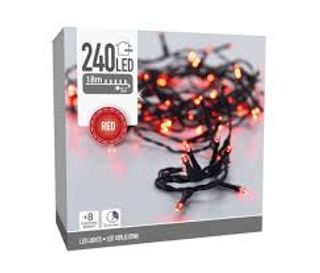 განათება გარე 18მ. 240 წითელი LED, მწვანე კაბელი, 8 ფუნქცია, შიდა და გარე